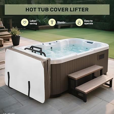 Hot Tub Cover Lift, Hydraulic Spa Cover Lifter, Adjustable U-Arms Hot
